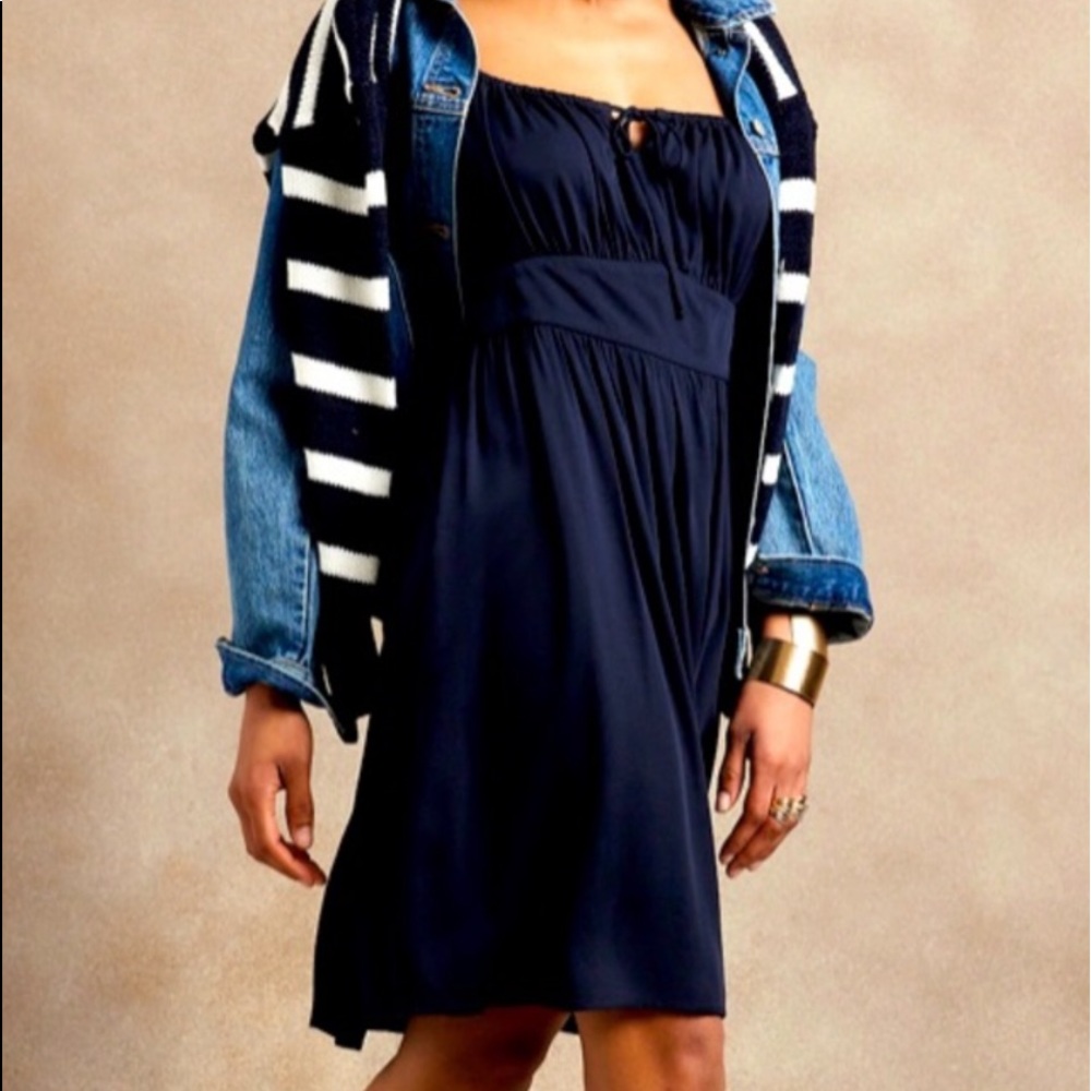 Banana Republic Ruched Mini Dress Medium Navy NWT